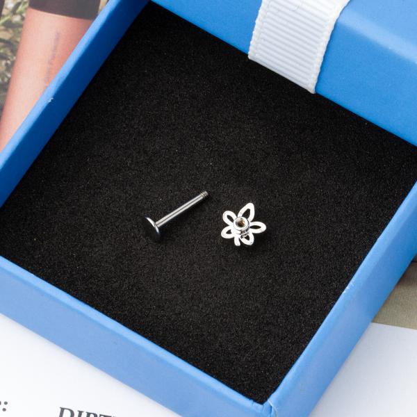 14K Stainless Steel Body Piercing Jewelry Gold Labret Lip Piercing Jewelry 1.2mm