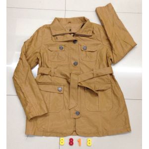 Quality 8818 Ladies fashion pu long jacket stock (coats,blouzes,tops) for sale