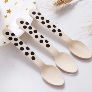 Compostable Disposable 16cm Wooden Black Dott Cutlery party Utensils
