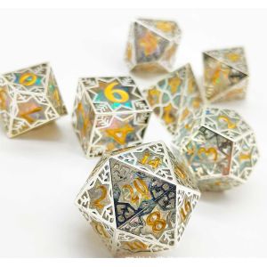 Silver Metal Frame Resin Dice Set DND#RPG#COC Dungeon And Dragon