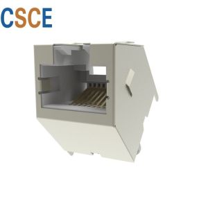 Gray Color Shielded RJ45 Modular Jack Automated Assembly Vertical Type PBT