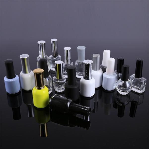 Top Quality Custom 5ml 8ml 10ml Matte Glossy Black White Empty Gel Nail Polish Glass Bottle With Cap Nail Supplies Factory