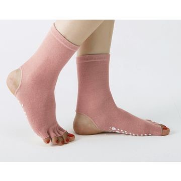 Buy Custom logo, design open heel cotton anti slip yoga sports socks with open five toes at wholesale prices