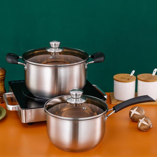 Wholesale Top Seller Double Bottom Induction Stew Pot Shabu Pot Stainless Steel Cooking Stock Soup Pot