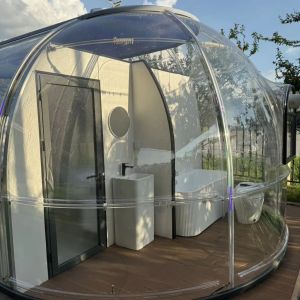China Full House Designs Outdoor Polycarbonate Dome House Glamping Star Capsule Bubble Dome Room on sale