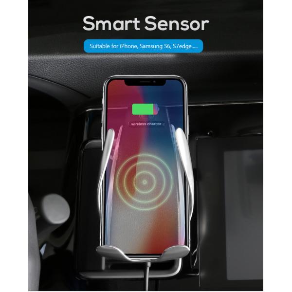 White Auto Clamping Vent Mount 10W QI Wireless Car Charger