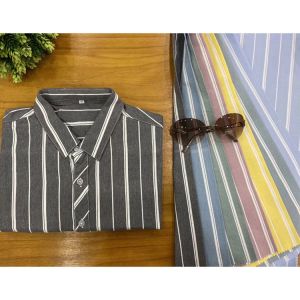 Shrink Resistant Stripe Yarn Dyed Cotton Men Shirt Fabric Breathable