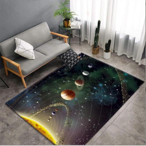 Starry Sky Cartoon Polyester Fiber Pattern Living Room Floor Carpets 152*224cm