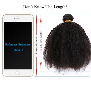 Afro Kinky Curly Hair Brazilian Virgin Human Hair Bundles Natural Black Color No