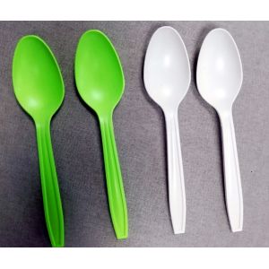 China 5.8 Inch Starch Based Compostable Spoon Green Large Heavyweight Disposable Flatware on sale