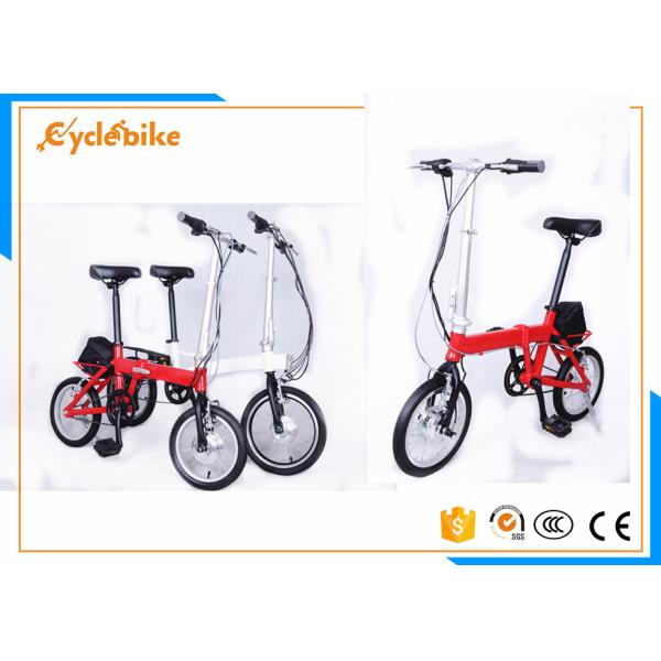 Buy Red / White Small Folding Electric Bicycle 20 × 4.0 Slide Proof Tyres at wholesale prices