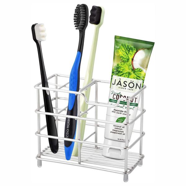 Single Marble Stone Stainless Steel Toothpaste Holder Stand Bathroom Accessories Organizer Toothbrush Holder