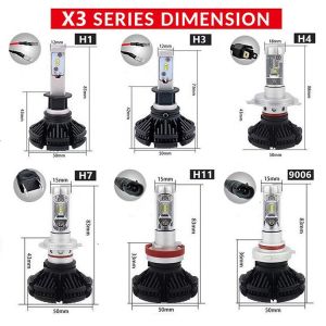 X3 Automotive LED Headlight Fanless Fog Light H4 H7 H11 9005 9006