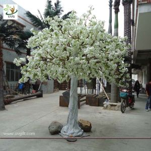 UVG wedding stage decoration use indoor white artificial cherry blossom trees