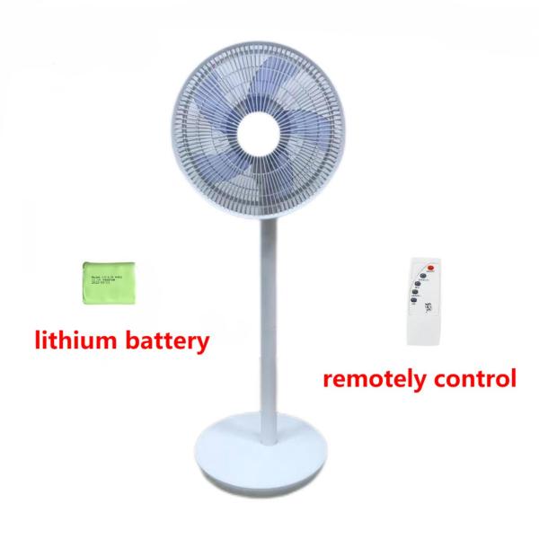 Table Rechargeable Solar Floor Fan 12V DC Plastic Mechanical White Air Cooler