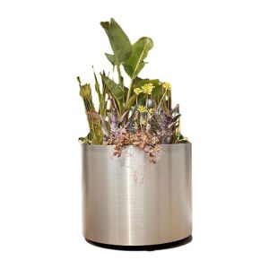 Quality Super Clean Cylinder Table Ground 30cm Stainless Planter surface brushed for sale