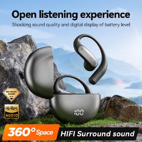 ETEK OWS Open Earphones 40mAh Battery While The Charging Case Houses 500mAh Protected Battery Black Purple Silver