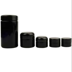 Leakproof Glass Black Cosmetic Jars 8.8oz 35oz