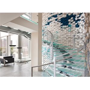 Modern Curved Basement Stairs Laminated Tempered Glass Luxury Staircase Design