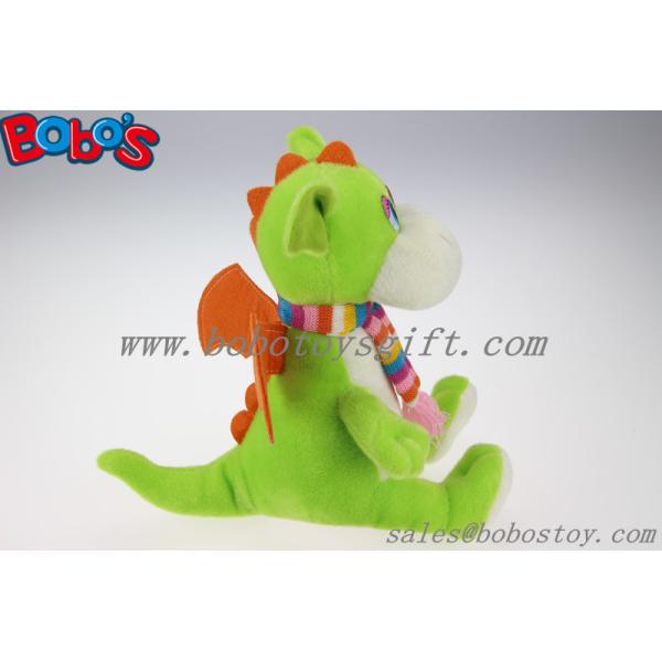 100% Polyester Green Cuddly Plush Dinosaur Toy With Scarf For Kids
