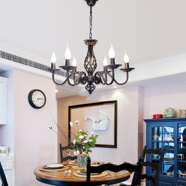 Black Wronght Iron Chandelier Living room Farmhouse Kitchen Frech Country Chandelier(WH-CI-132)