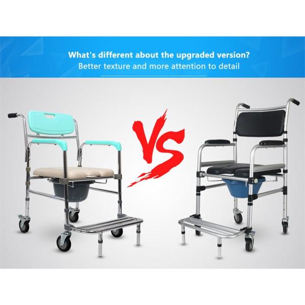 for Seniors, Heavy Duty Aluminum Toilet Wheelchair with Locking Wheels