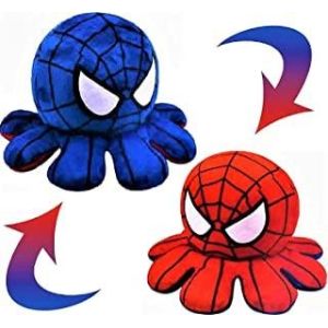 Marvel Spiderman Reversible Octopus Plush Toy Batman Iron Man Double-Sided Flip