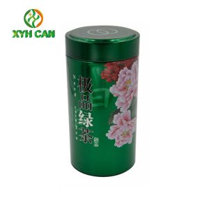 Tea Tin Can Large Round Shape with Lids Custom Printed Tin Containers for Tea