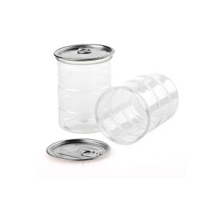 Heat Protection Clear Plastic Cylinder PET Easy Open Lid Canned Package
