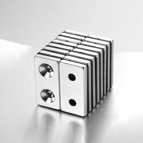 10000 Gauss N52SH Strong Block Magnet with 2 Countersunk Holes Neodymium NdFeB