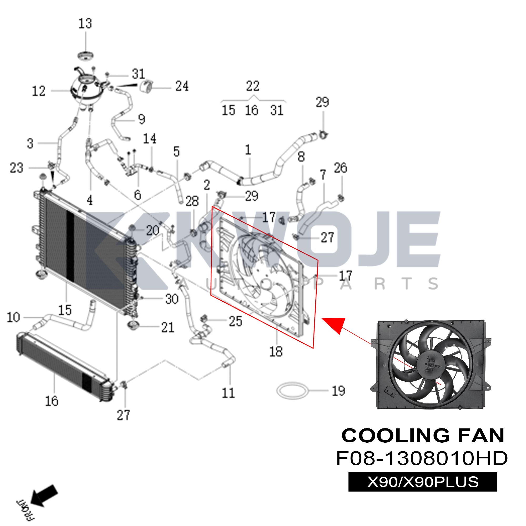 F08-1308010HD Radiator Cooling Fan Assembly For Chery Auto Spare Parts Jetour