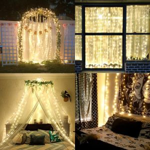 Hanging LED Curtain Lights 220V 3M Warm White Fairy Lights For Bedroom