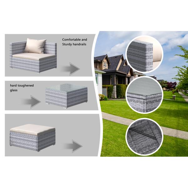 AJUNION Wicker Rattan Garden Sofa Outdoor Lounge Set 4 Piece with Y Mail Packing