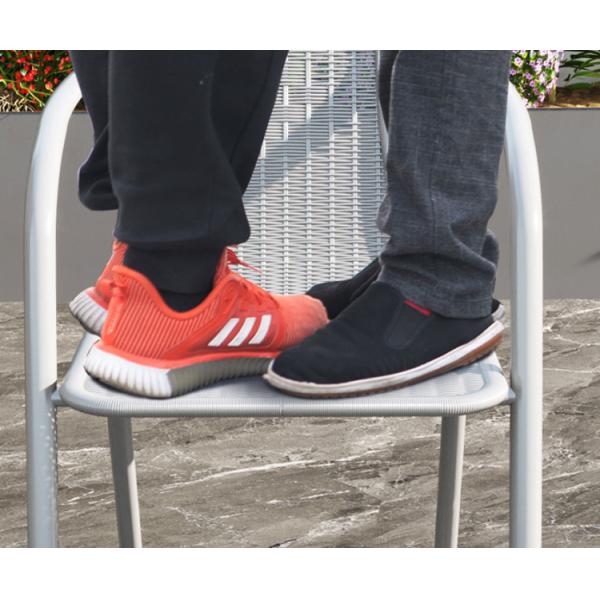 Outdoor Balcony Restaurant Cafe Garden Leisure Metal Glass Round Table and Rattan Chair