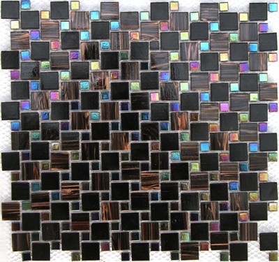 Buy counter top tile aluminum mix glass mosaic tile LAR006 at wholesale prices