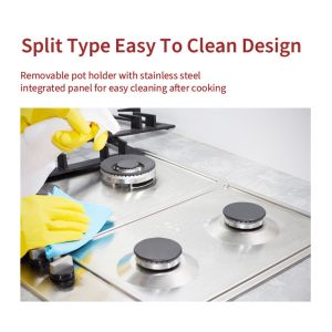 Hotel 2000W Cook Gas Hob Stainless Steel 5 Burner Gas Stove