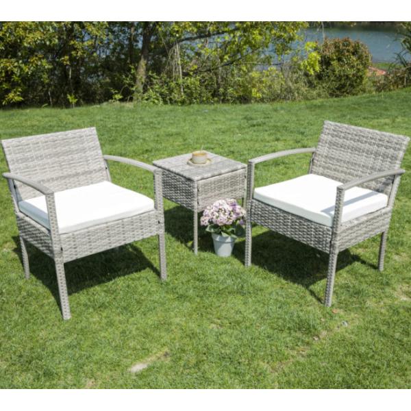 Patio Outdoor Dining Table Rattan Table Tempered Glass Tabletop Porch Conversation