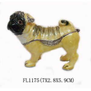 Quality gold plated dog with crystal charm animail trinket boxes wholesale for sale