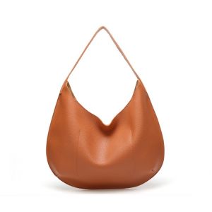 45cm Ladies Brown full grain Faux Leather Soft Hobo Purses Crossbody