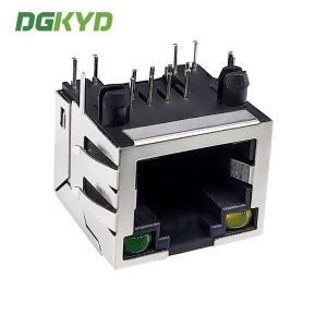 RJ45 connector 8P8C 56 single port with light and shielding network interface