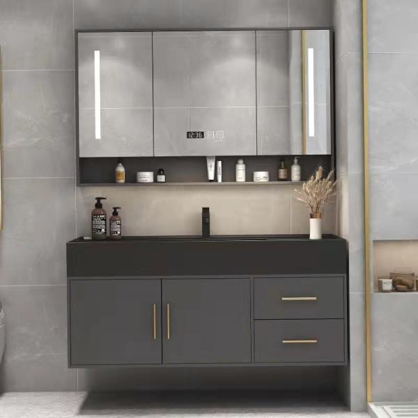 Buy Wall Hung Painted Bathroom Vanity Furniture Melamine Countertop at wholesale prices