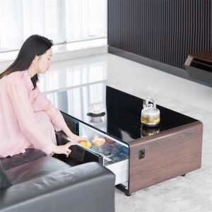 75W Dual-Zone Temperature Zone Wireless Charging Coffee Table with 2 Refrigerate
