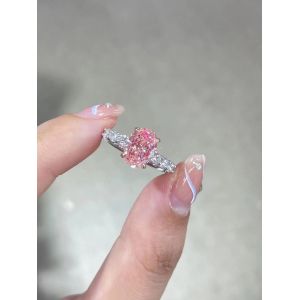 China 2.5ct Fancy Pink Lab Created Diamond Engagement Rings 18K White Gold Bridal Ring on sale