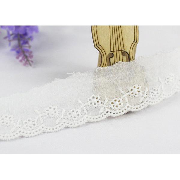 Embroidered Cotton Eyelet Lace Trim Broderie Anglaise Scallop Tape For Baby Suits