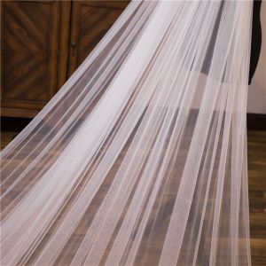 Unique Customized 3m Wholesale Long Cathedral Appliqued Lace Sequins Tulle