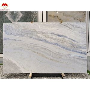 Modern Onyx Marble Type Translucent Blue Shadow Quartzite Slab for Living Room