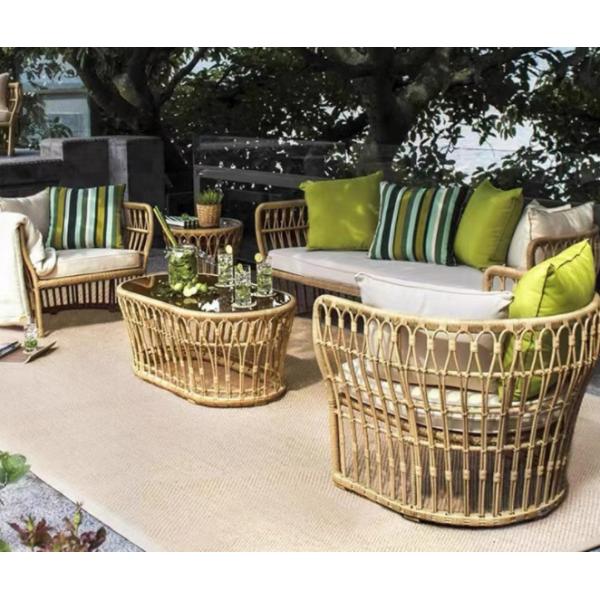Large Rattan Casual Dining Set Villa Patio Garden Courtyard Hand Woven Couch Home