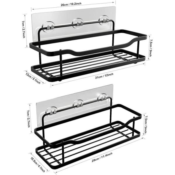 2-Pack Adhesive No Drilling Rustproof Stainless Steel Shower Caddy Shower Shelf