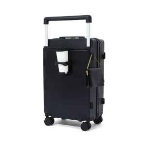 China 2025 blak TSA Lock suitcase 20/24/28Inch Aluminum frame luggage with 360° Wheels and Adjustable Trolley Bar good quality convenient travel on sale