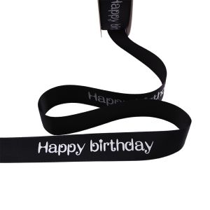 Custom Wholesale Happy Birthday Letters Printed Polyester Satin Gift Ribbon
